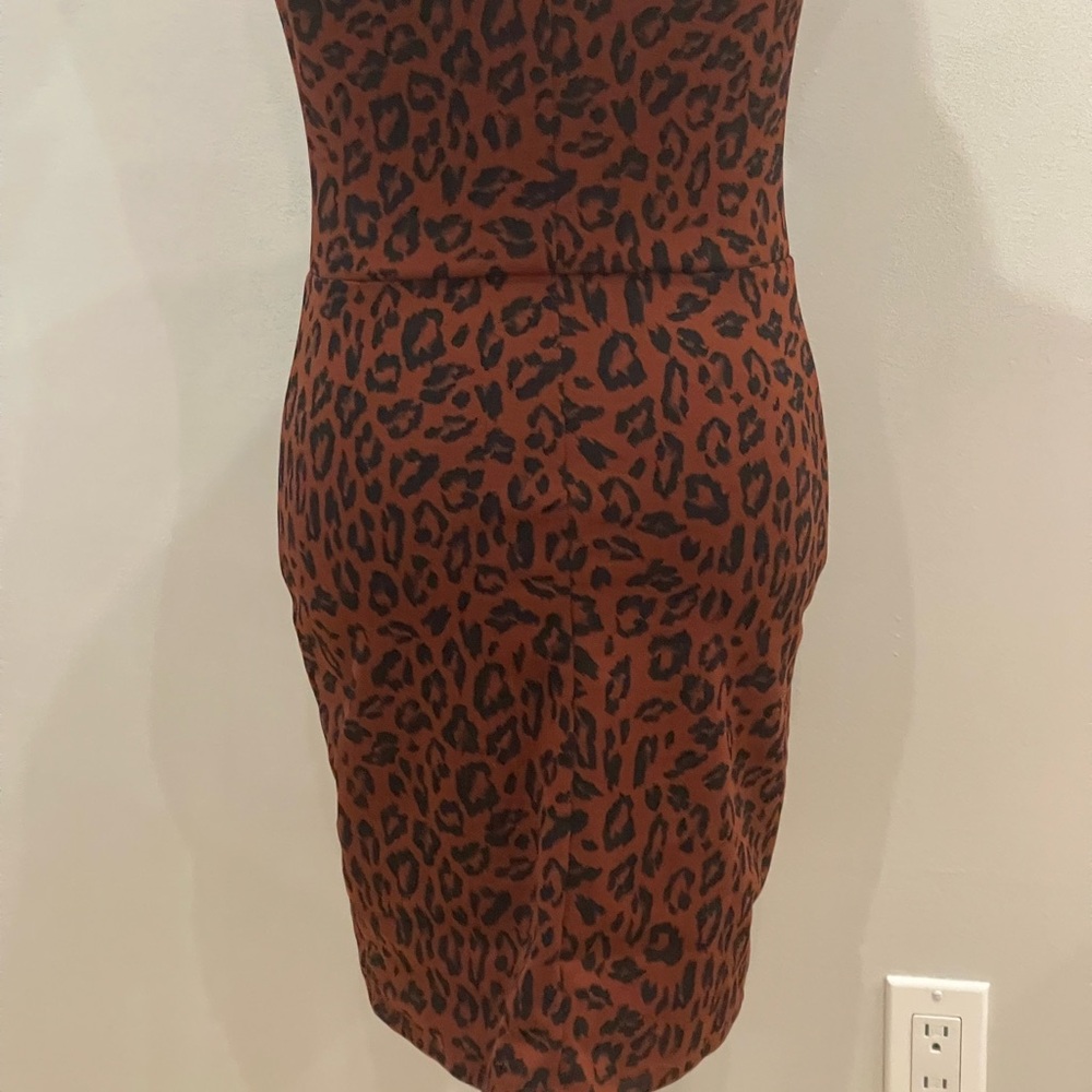 New Nine West XS Animal Print Short Sleeve Above Knee Dress with Stretch - Picture 3 of 8
